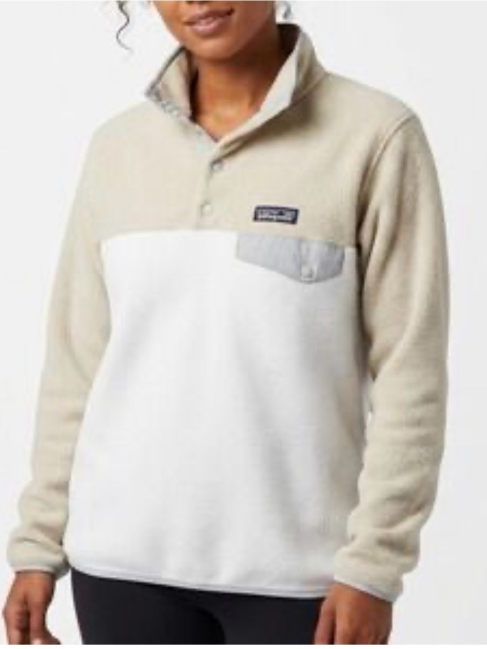 Patagonia Two-Tone Snap-T Fleece Pullover - Cream & White XS